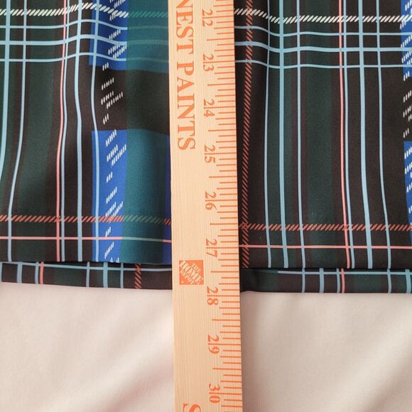 Eloquii Womens Neoprene Pencil Skirt Plus Size 16 Green Blue Plaid Scuba Knit - Picture 11 of 11